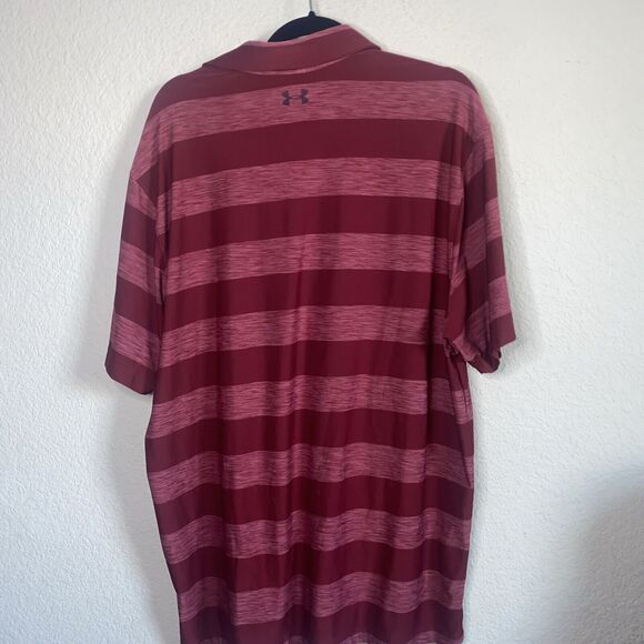 Under Armour polo Performance Golf Red stripe short sleeve Shirt XL men - Picture 6 of 7
